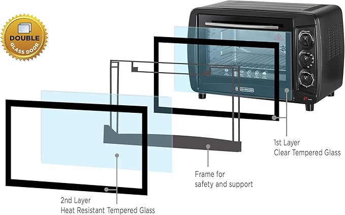 Black & Decker 35L Toaster Oven with Double Glass & Rotisserie Oven