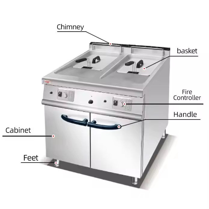 Industrial Gas Fryer with Cabinet - 48L