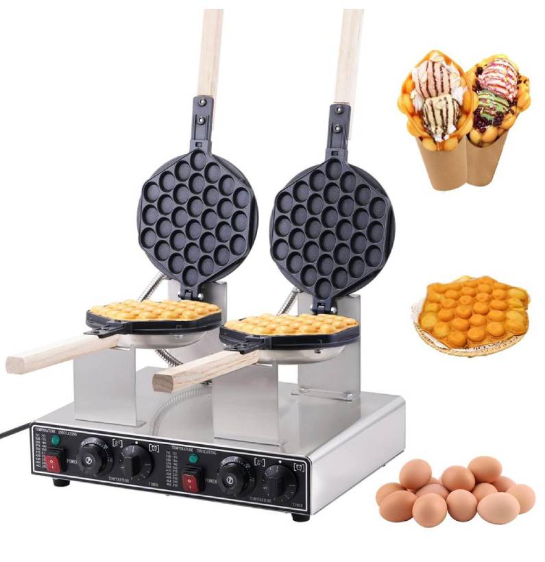 Industrial Non-Stick Electric Dual Bubble Waffle Maker