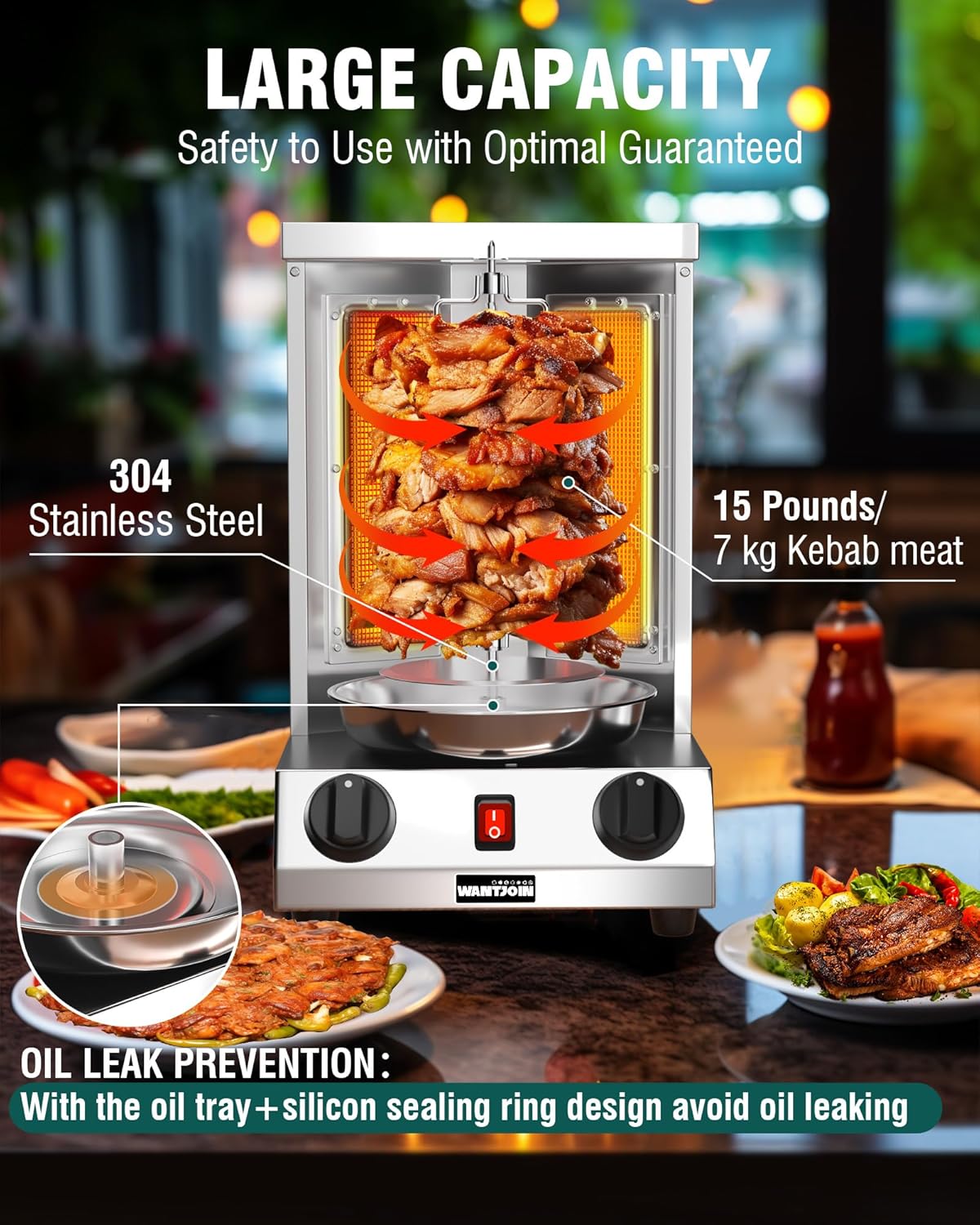 Rotating Shawarma Machine with 2 Burner