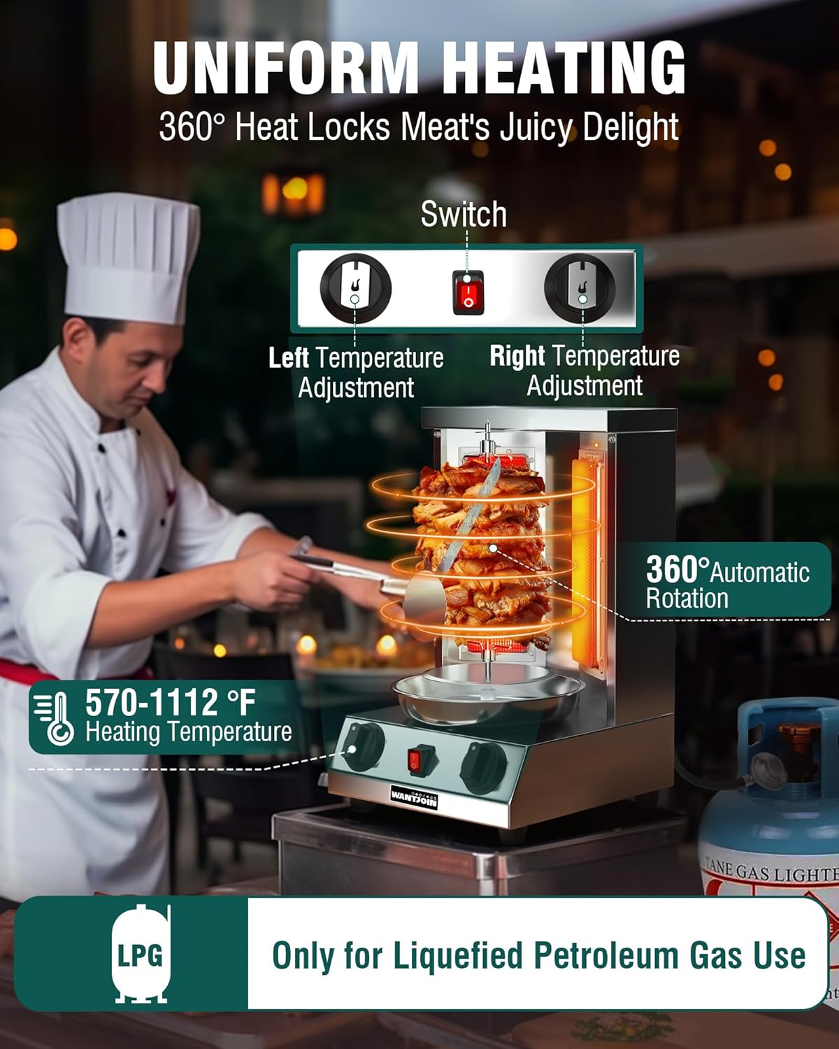 Rotating Shawarma Machine with 2 Burner