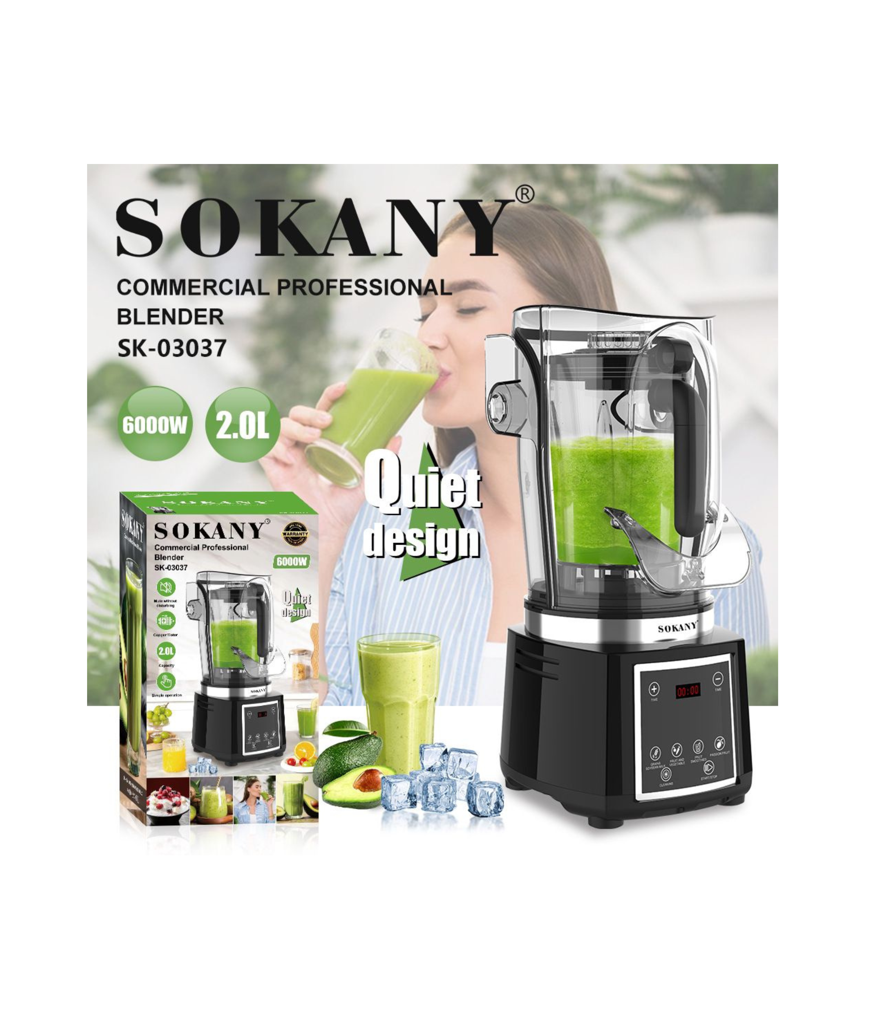 Sokany Noise-Proof Blender 2L
