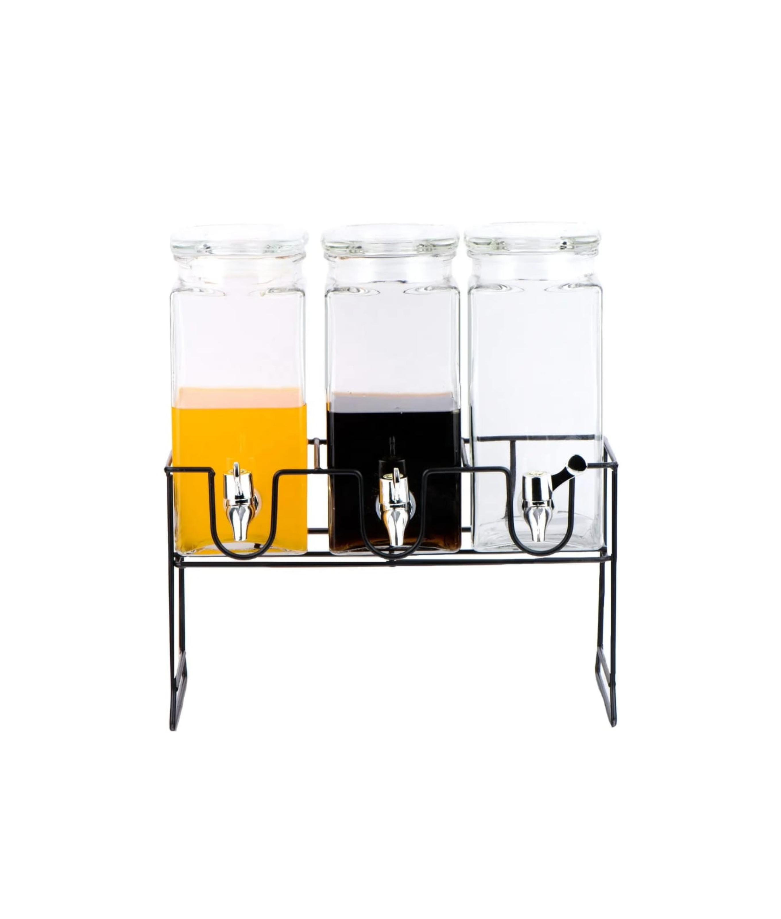 Glass Juice Dispenser With Stand Triple