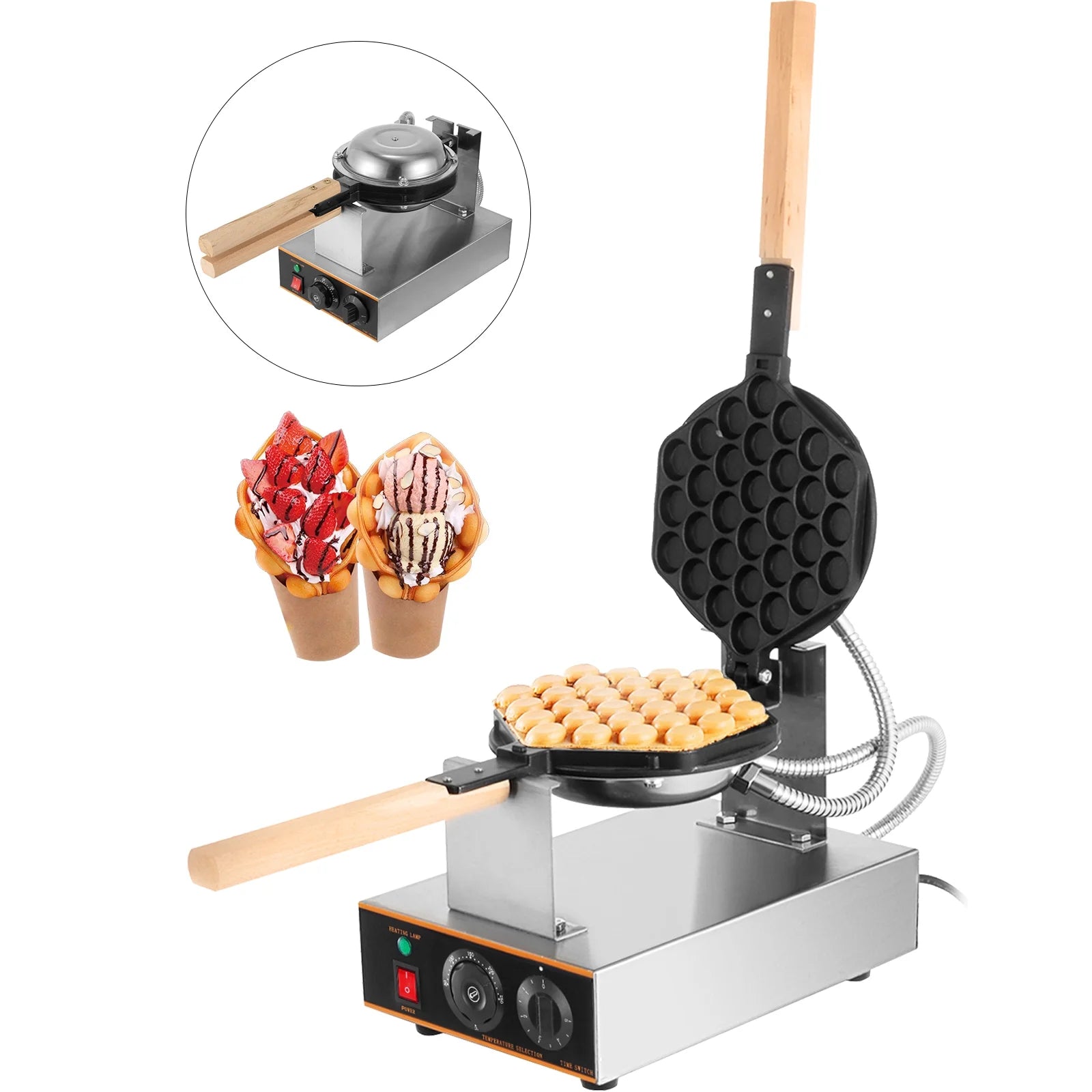 Industrial Non-Stick Single Bubble Waffle Cone Maker