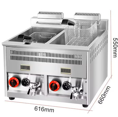 Industrial Large Tank 14L + 14L Gas Deep Fryer - product view 2