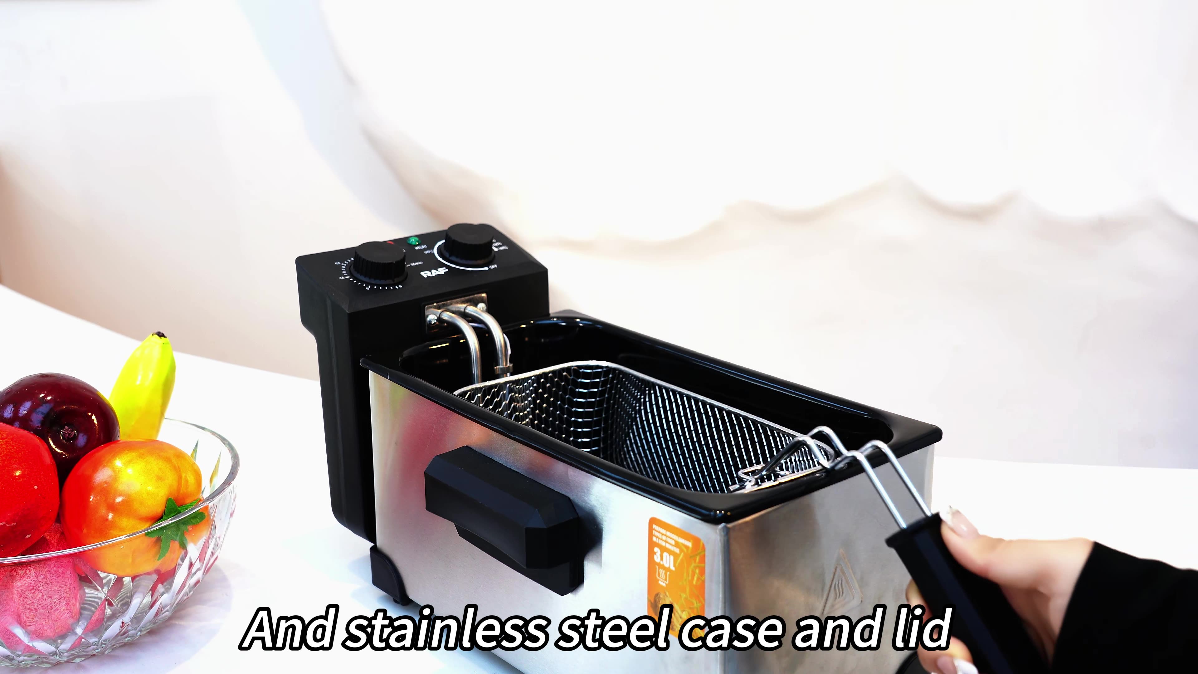 RAF Electric Deep Fryer 3.0L Non-stick Stainless Steel