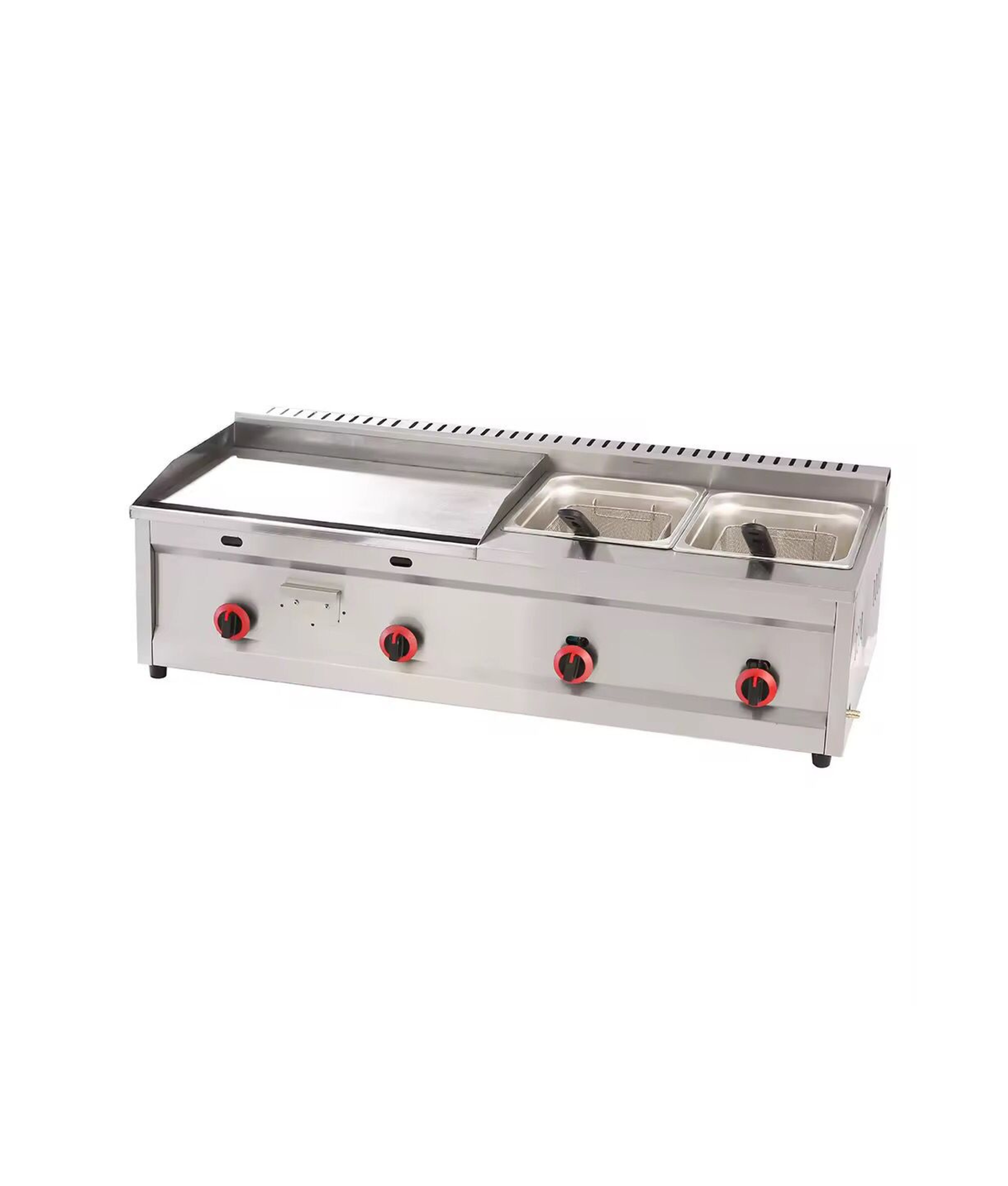 Industrial 12L Gas Deep Fryer And Full Flat Gas Griddle Plate