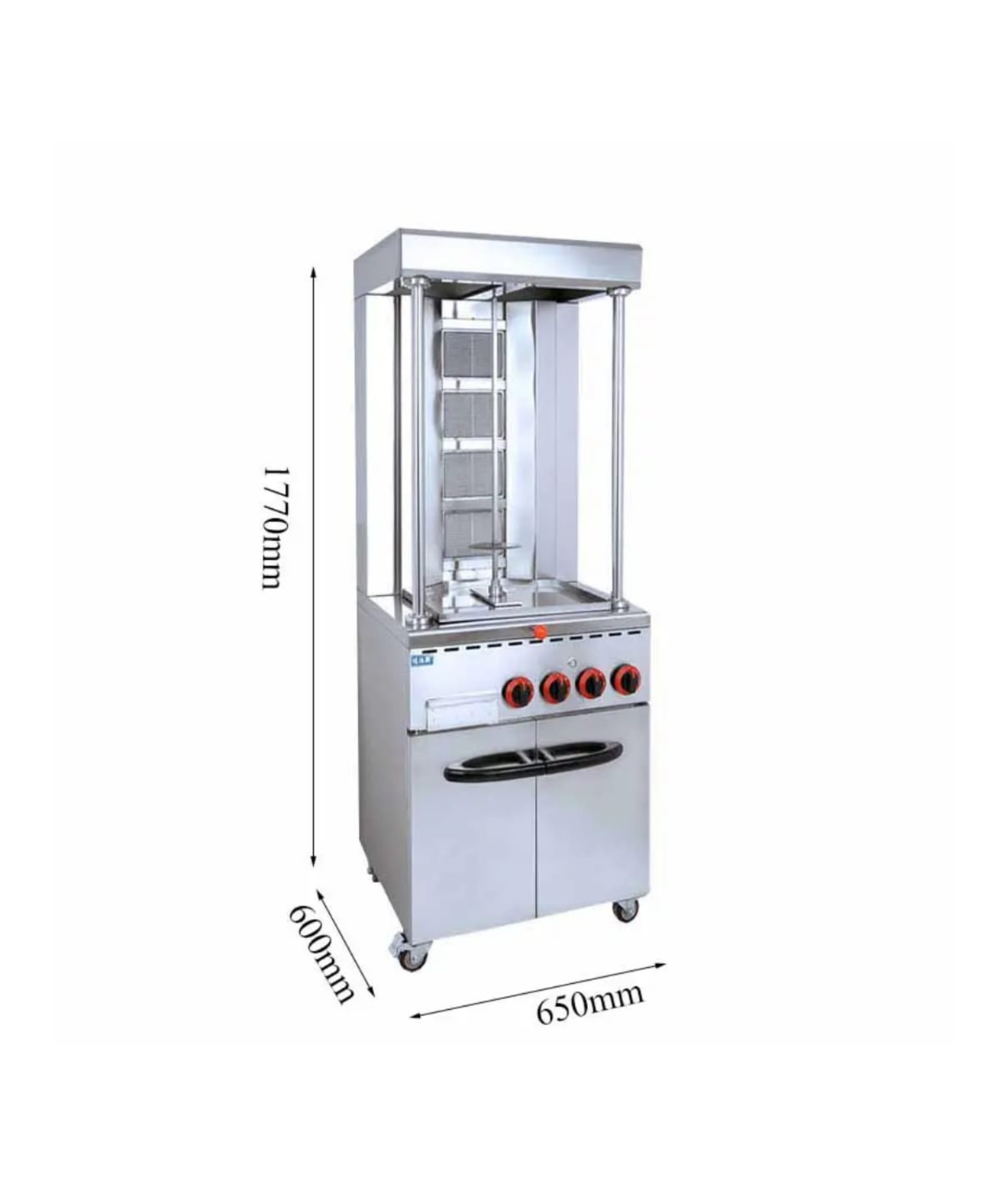 Industrial Gas Shawarma 04 Burners with Cabinet