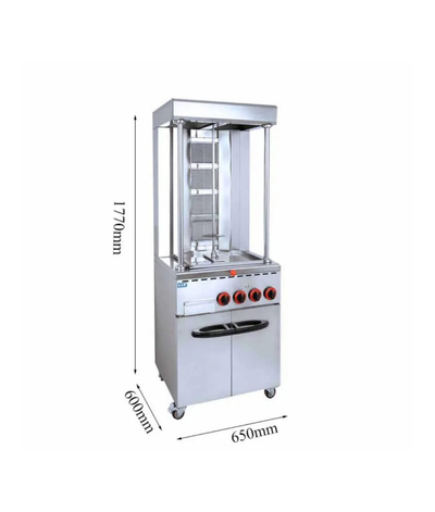 Industrial Gas Shawarma 04 Burners with Cabinet - product view 2