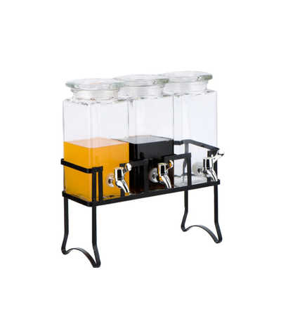 Glass Juice Dispenser With Stand Triple