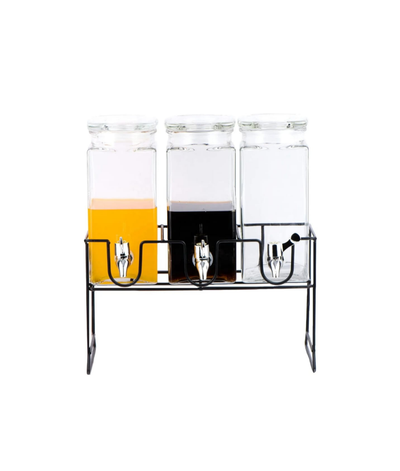 Glass Juice Dispenser With Stand Triple - product view 2